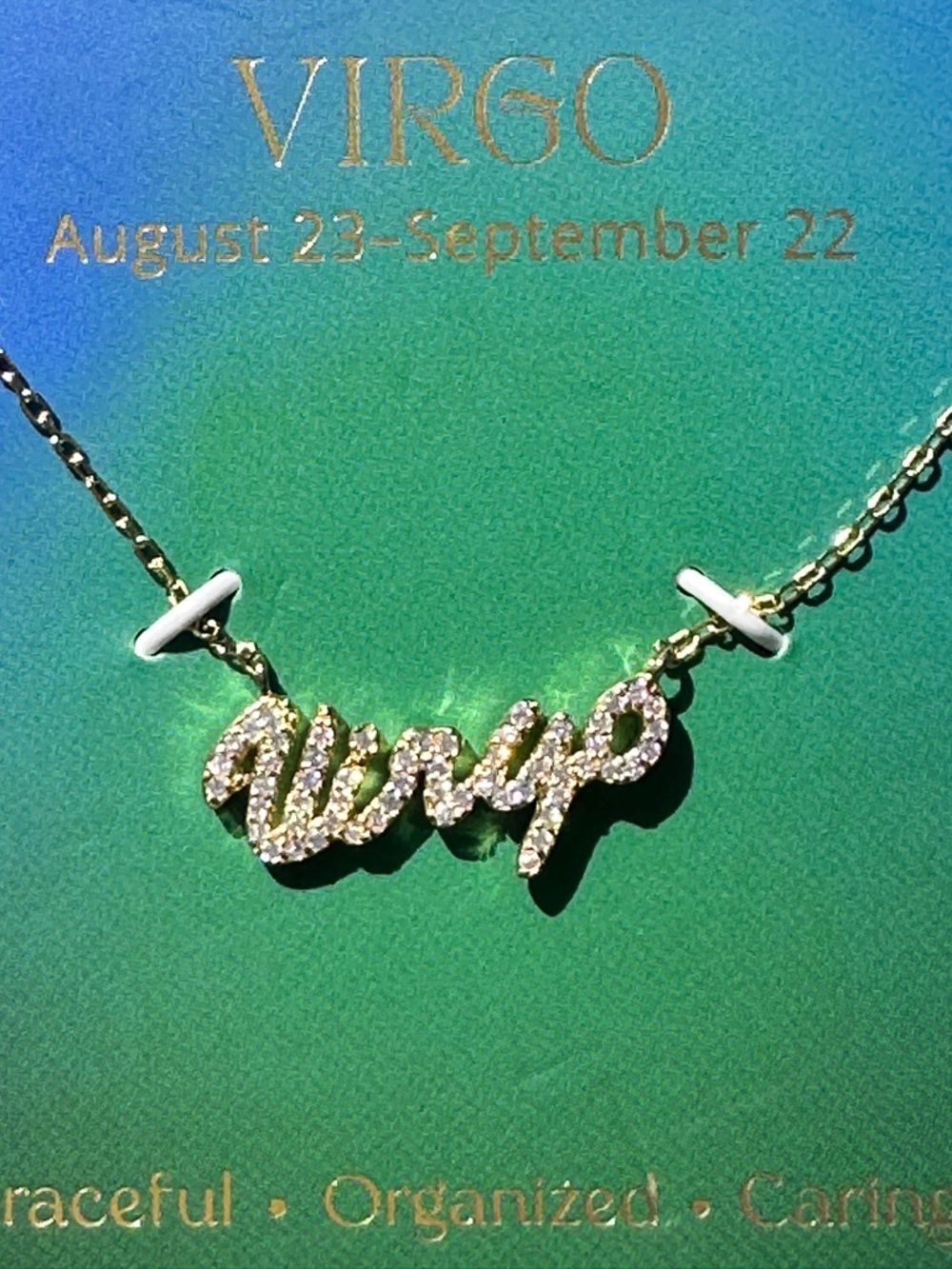 “Virgo” Gold Plated Sterling Silver Cubic Zirconia Zodiac Necklace Jewelry NEW